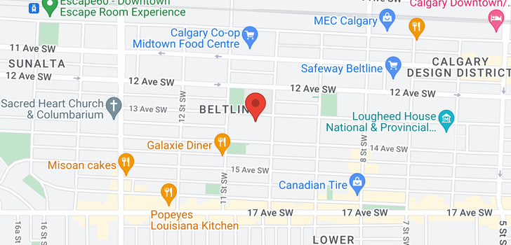 map of 2 1115 13 Avenue SW